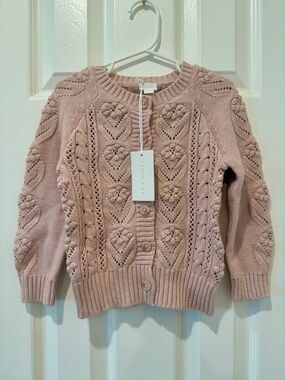 NWT Jamie Kay Toddler Sophie Knit Cardigan, dusty pink. Size 3Yr.